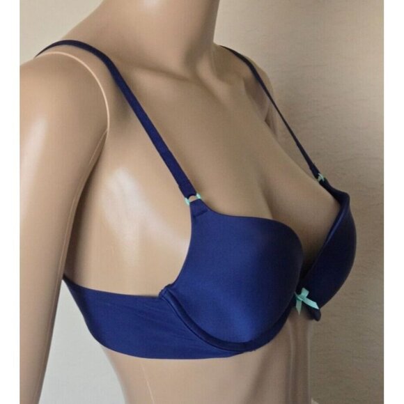 Victoria's Secret Push Up underwire blue lined Bra size 34A - Picture 2 of 6